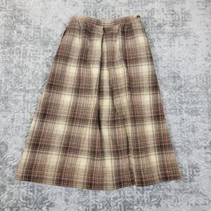 Vintage Pendleton Plaid Skirt Women's Small Brown 100% Virgin Wool A Line